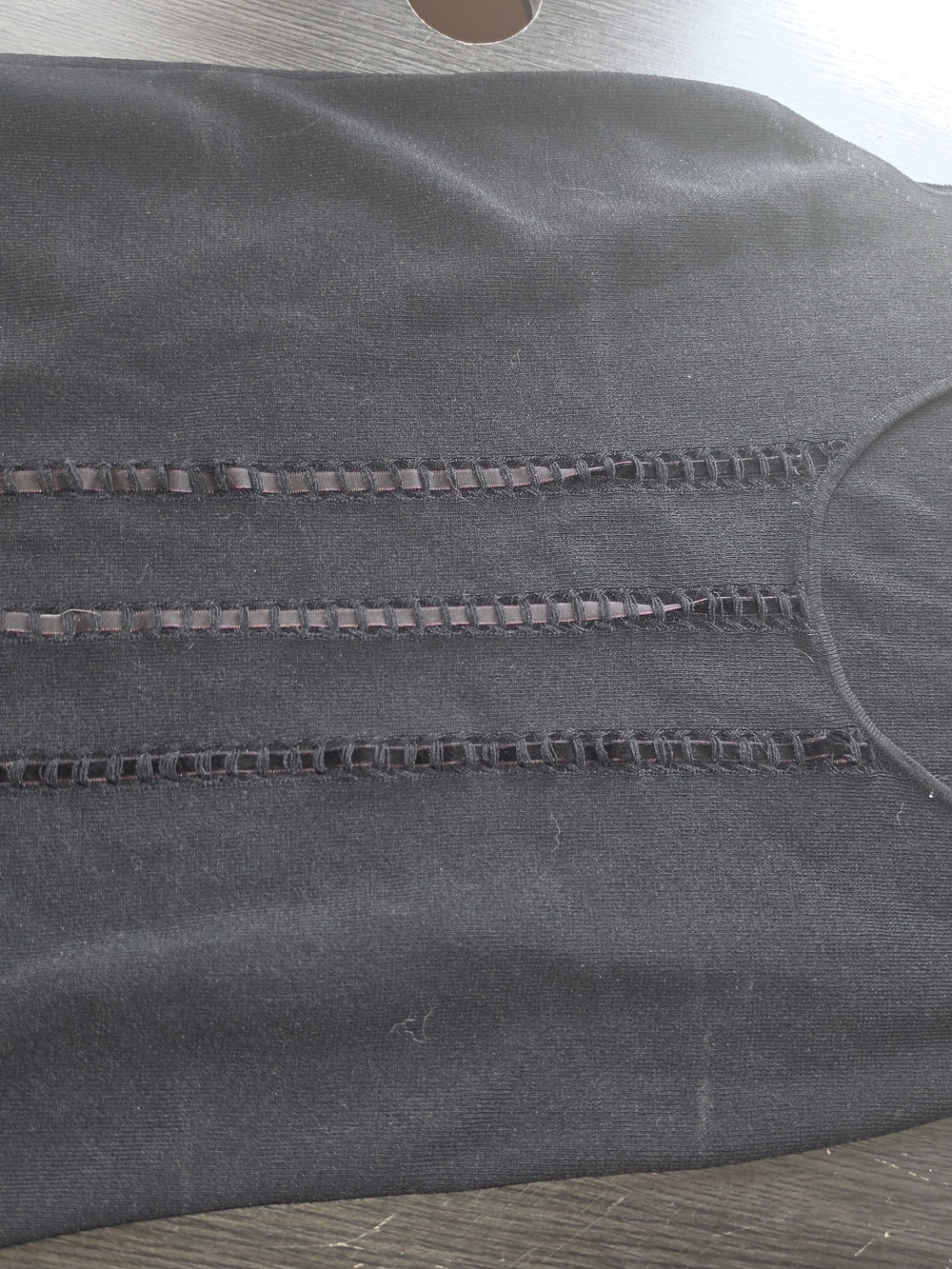 Vintage ~ Max Studio Black Knit Top with Ladder Stitch Detail